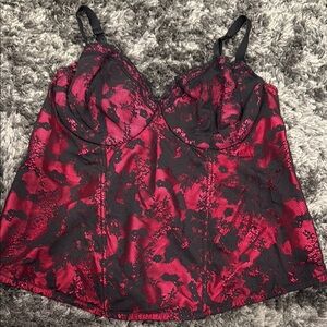 Cacique Red and Black Camisole with Bustier Style
